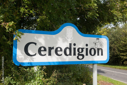 Sign on the Ceredigion county border. photo