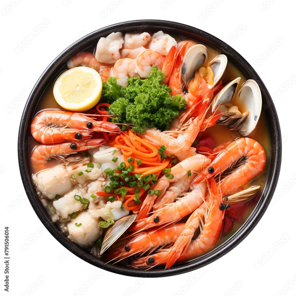 Tasty Seafood Hot Pot Hixin Hu Gu Isolated On WHite Background Tasty Seafood Hot Pot Hixin Hu Gu Isolated On WHite Background