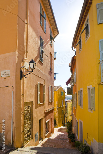  Narrow street in village Villefranche Sur Mer, France