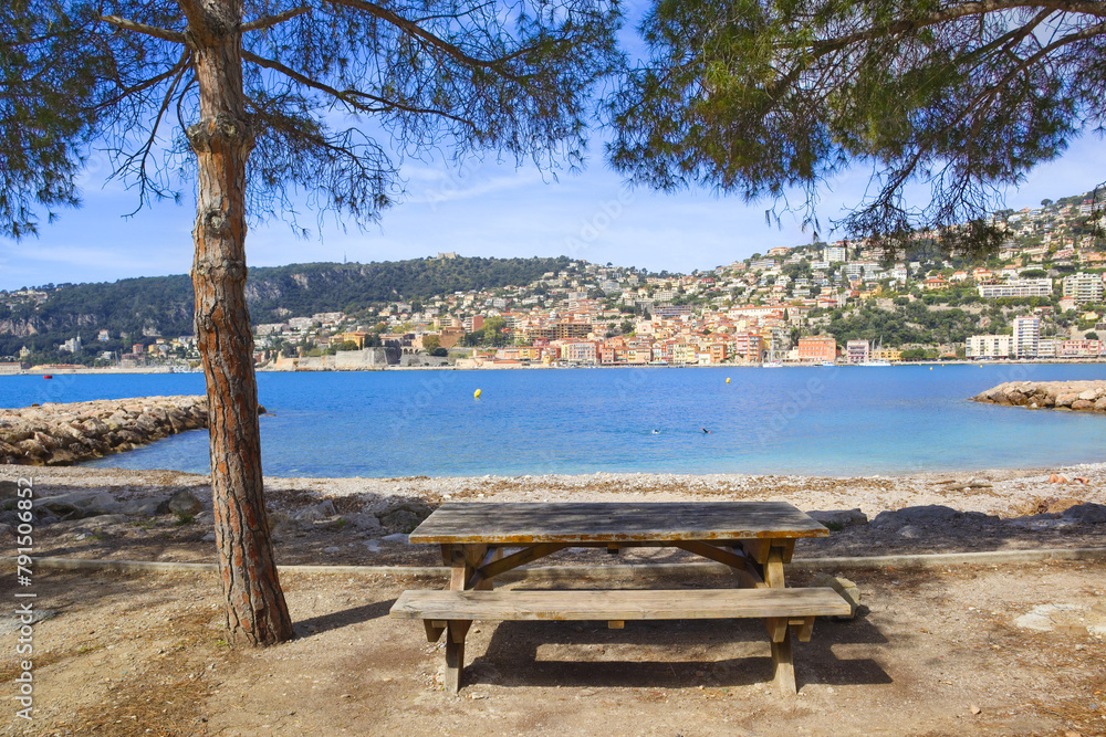 Panorama of village Villefranche Sur Mer in France