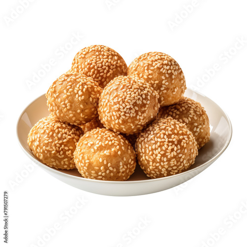 Tasty Sesame Balls Isolated On White Background