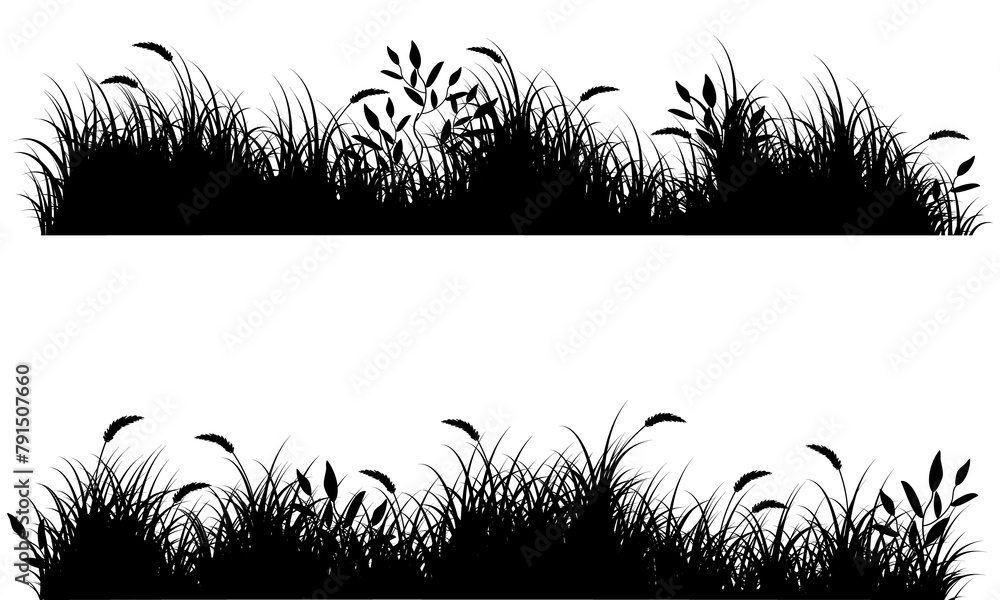 Black grass border isolated on transparent background Black grass border isolated on transparent background