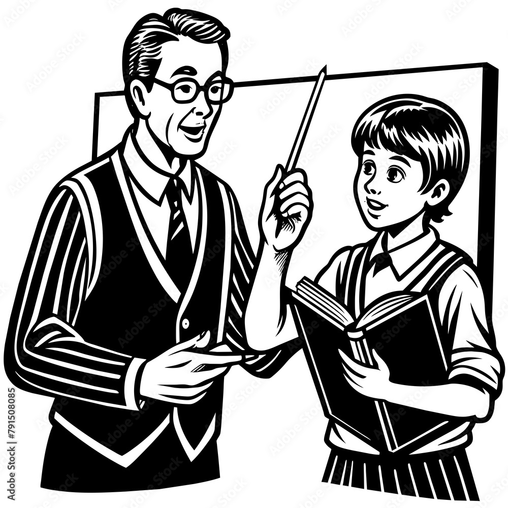 Teaches teaches her student vector silhouette Teaches teaches her student vector silhouette