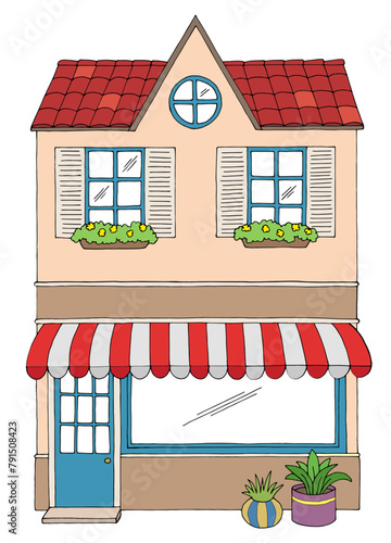 Shop exterior store graphic color isolated sketch vertical illustration vector 