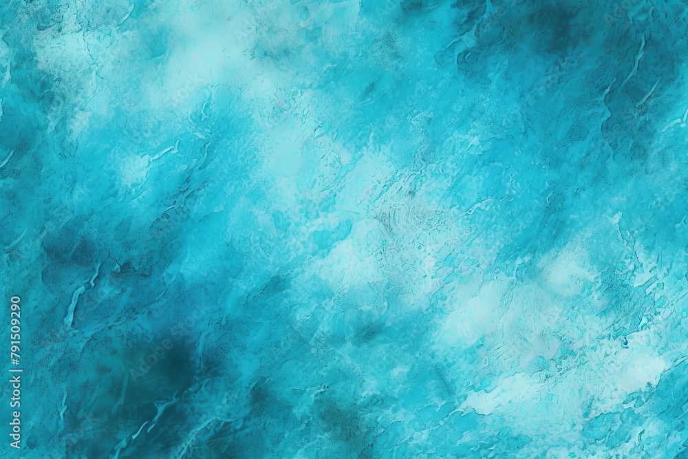 Abstract defocused turquoise watercolor painted background. Blue and green gradient with marble texture wallpaper. Generative AI.