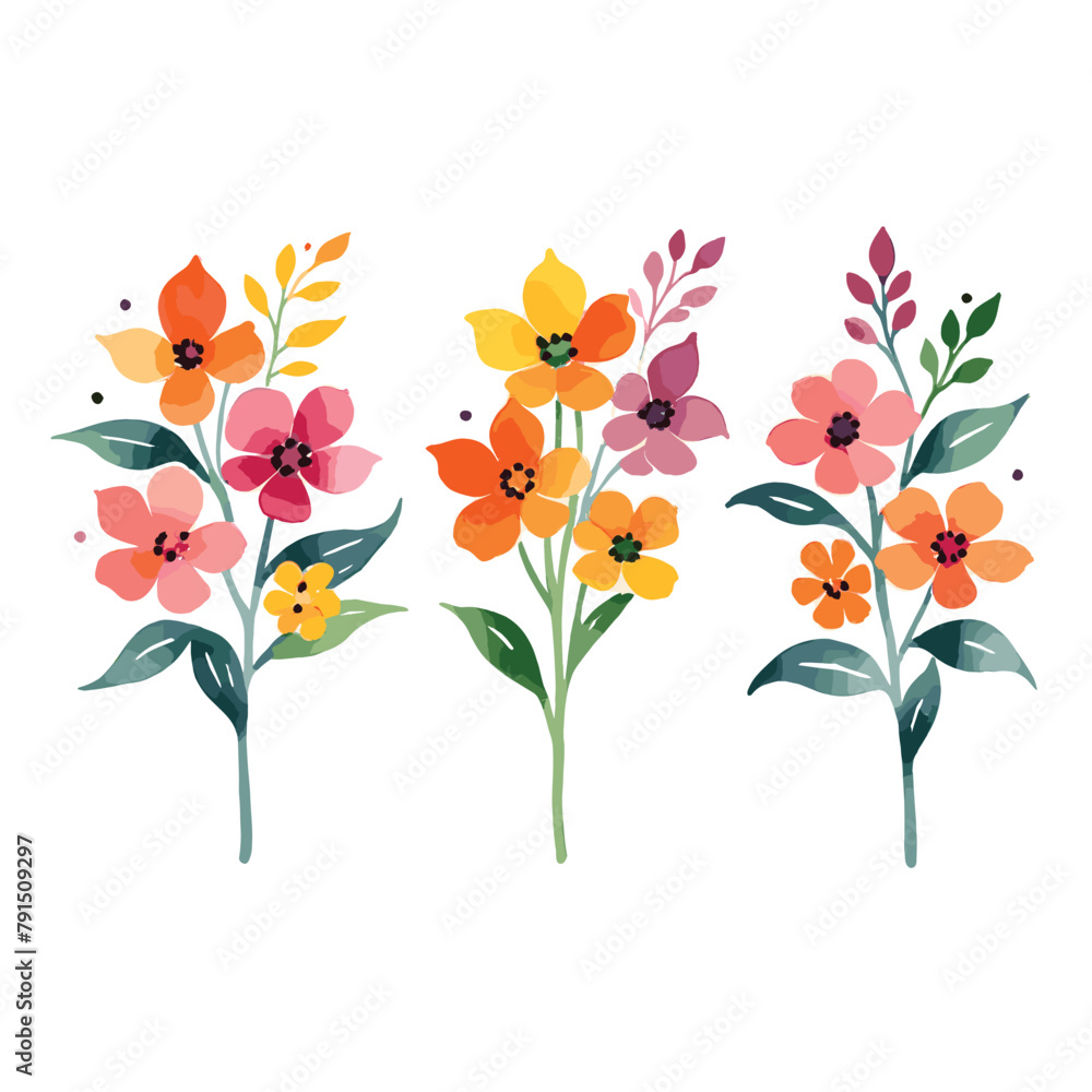 Watercolor Floral Colorful Flowers