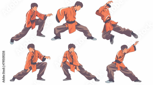 Kung fu theme elements Hand drawn style vector design