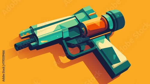 Flat icon of a water gun with an elongated shadow