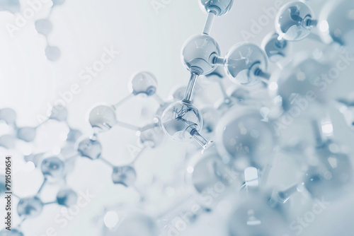 3D render of blue molecules in a light background