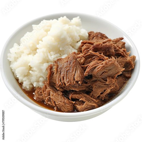 Tasty Seswaa Shredded boiled meat Isolated On White Background photo