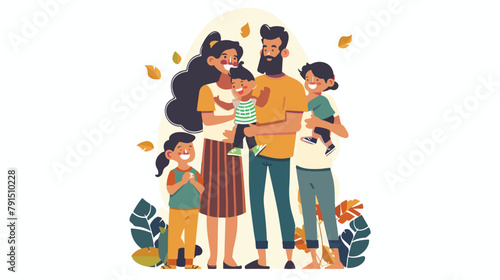 Mother and father with children. Happy family isolated