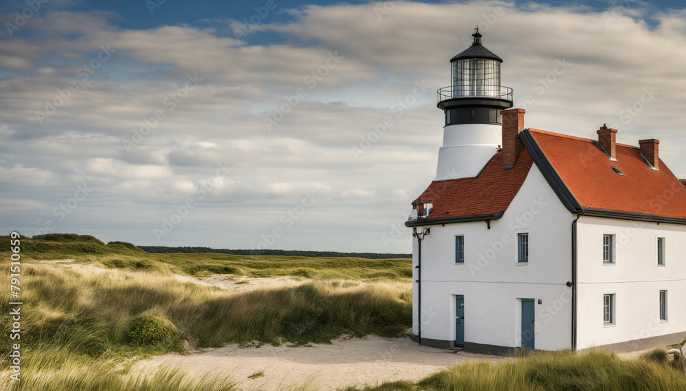 A beautiful lighthouse on the East Frisian coast in nature