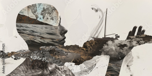 Surreal Landscape and Sailing Adventure Conceptual Art