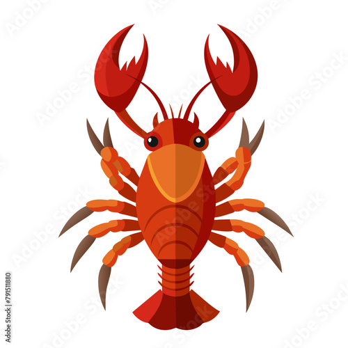 Lobster vector illustration. Cartoon isolated red crawfish, whole underwater crayfish with claws and tail, sea crustacean animal and exotic luxury lobster meal for delicatessen restaurant menu