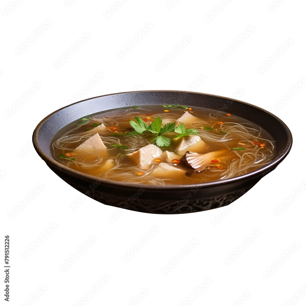 Tasty Shark Fin Soup Isolated On White Backgorund Tasty Shark Fin Soup Isolated On White Backgorund