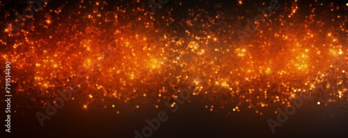 Orange glitter texture background with dark shadows, glowing stars, and subtle sparkles with copy space