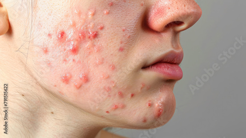 Cosmetology concept. Problem skin with acne