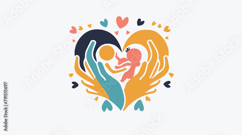 Love and family flat icon vector sign heart with baby