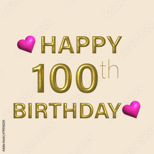 Happy 100th Birthday, 100th birthday card wishes illustration
