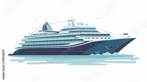 Luxury cruise ship isolated. Vector flat style illustration