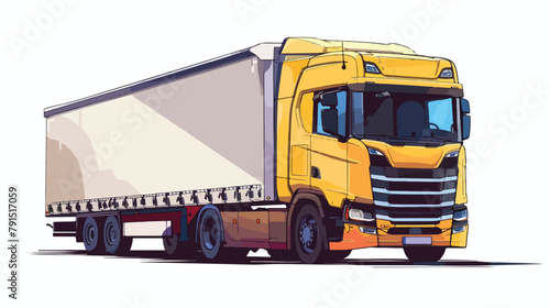 Big truck with trailer. Front view. Vector flat illustration