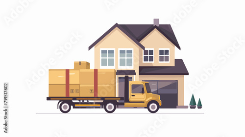 New house for family. Moving House. Vector flat style