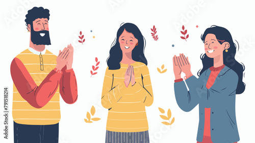 Male and female clapping hands thanking or showing ap