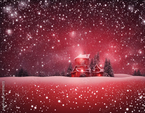 Red Christmas blizzard stars background, Christmas Design © Random_Mentalist