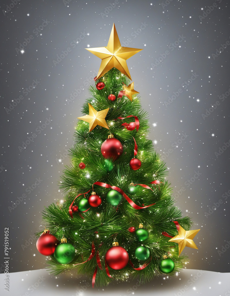 christmas tree and snow flakes illustration