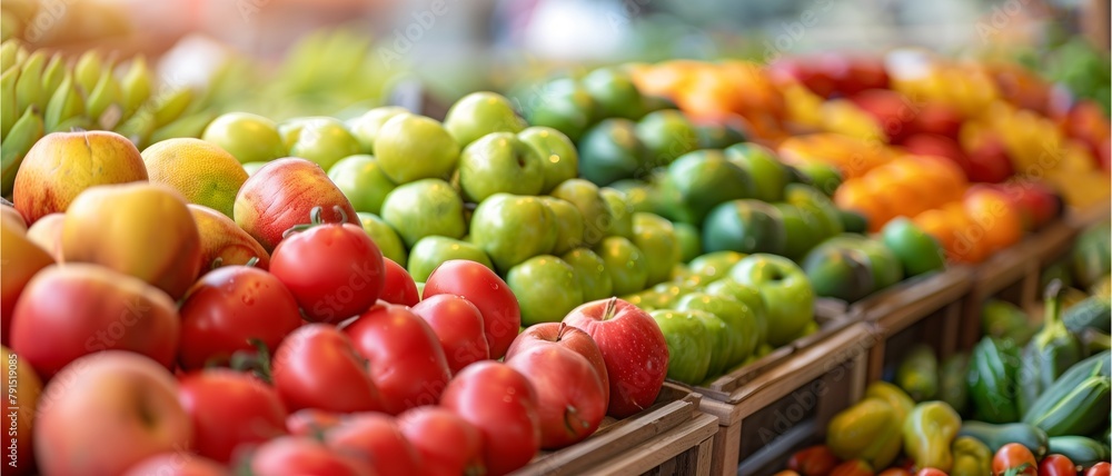 Fresh Fruit and Vegetables at Market Stall