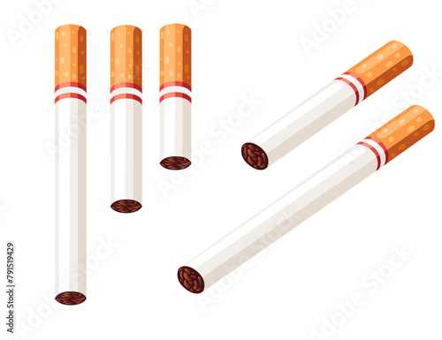Set of nicotine cigarette in different sizes vector illustration isolated on white background