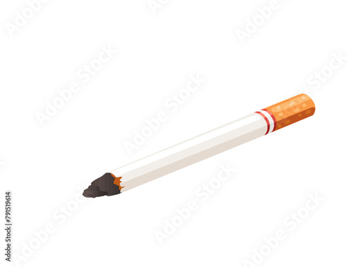 Burning nicotine cigarette vector illustration isolated on white background