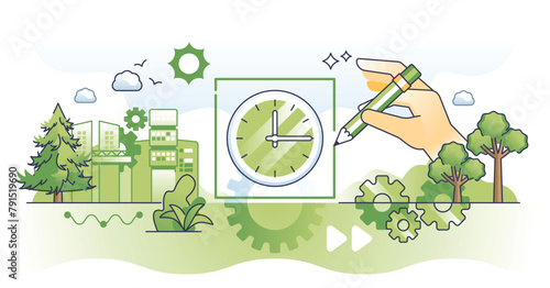 Time boxing as agile principle for time management outline hands concept. Effective and productive project task organization with precise time resource allocation for work vector illustration.
