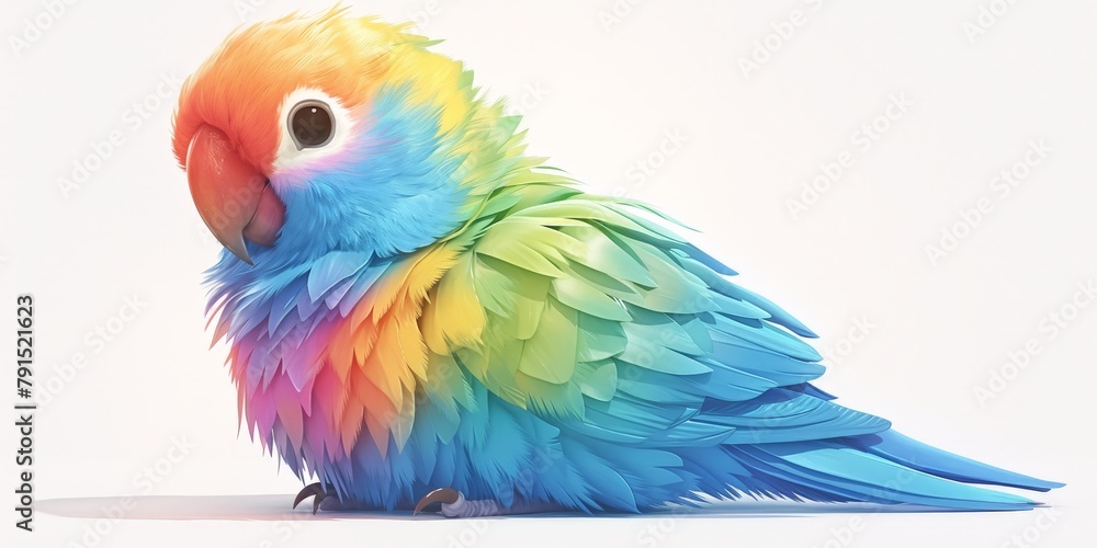 A cute and colorful parrot with rainbow feathers A cute and colorful parrot with rainbow feathers