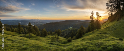 wonderful nature landscape at sunrise hour