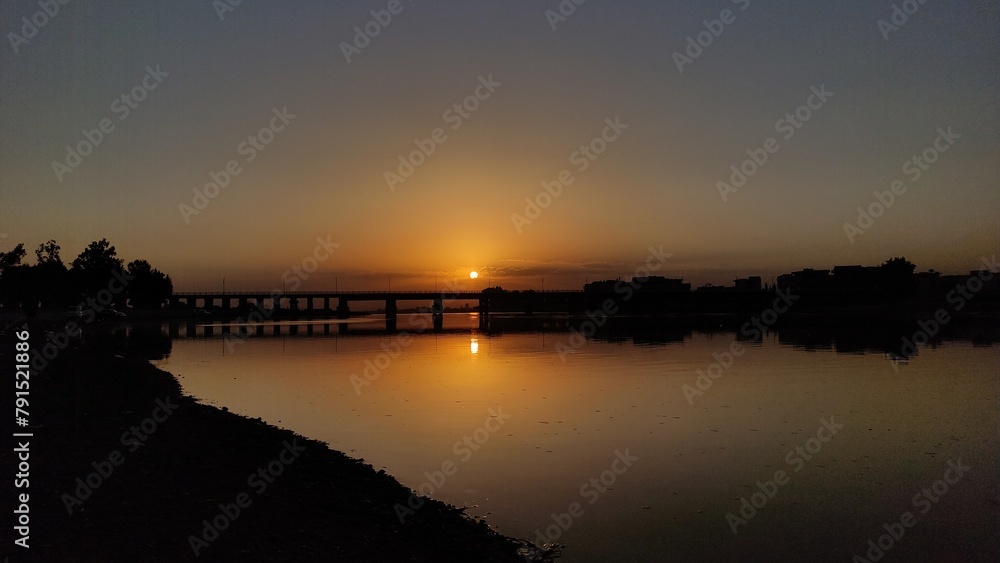 sunset over the lake