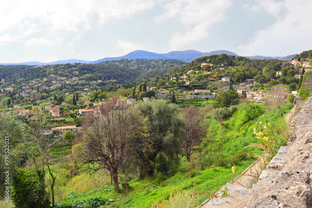 Panorama from french village Saint-Paul-de-Vence, France