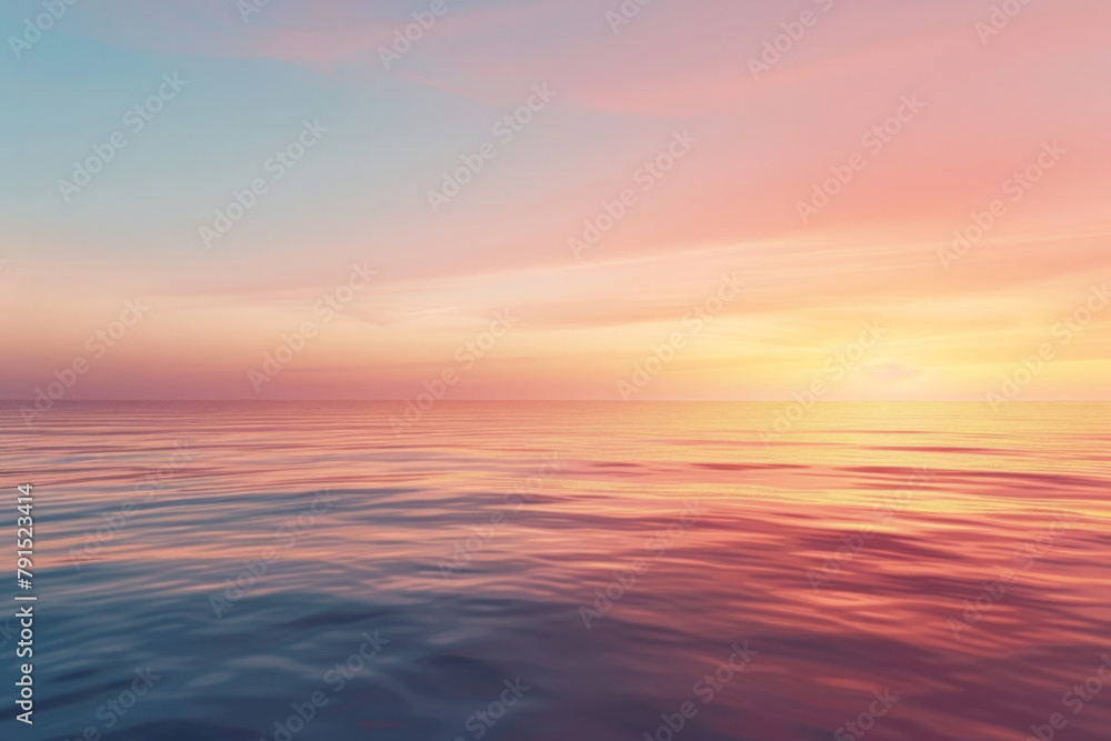 Serene beauty of a minimalist sunset, with a gradient of warm colors filling the sky above a tranquil horizon.