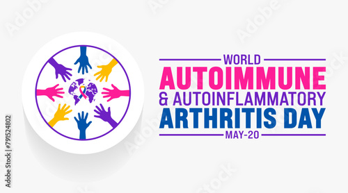 May is World Autoimmune and AutoInflammatory Arthritis Day background template. Holiday concept. use to background, banner, placard, card, and poster design template with text inscription