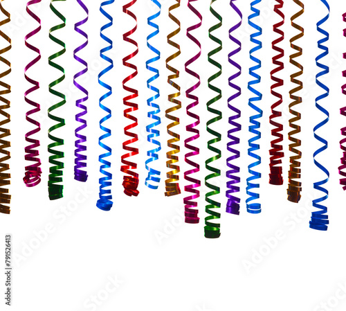 decorative blue, red and purple streamer ribbons