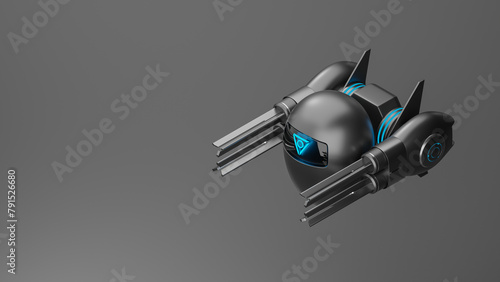 AI drone with wireless beam gun and wireless flying unit, 3d rendered, not AI generated image