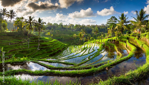Indonesian Idyll: Tegallalang Rice Terraces Glow Under Bali's Golden Dawn photo