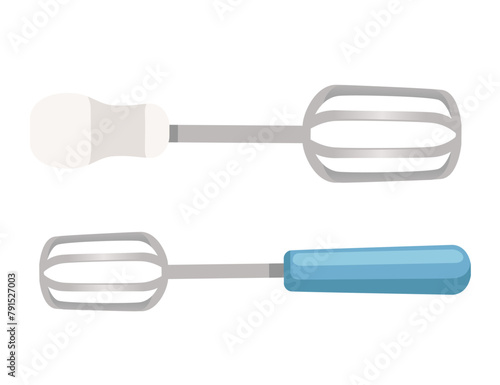 Two hand held metal whisk for bakery vector illustration isolated on white background © An-Maler
