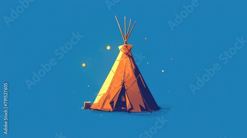 Illustration of a teepee icon standing alone in 2d format