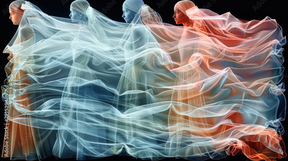 X-ray scan of a pile of folded clothes, showcasing the layers and