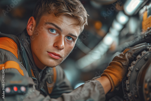  Engineer Inspecting Aircraft Engine