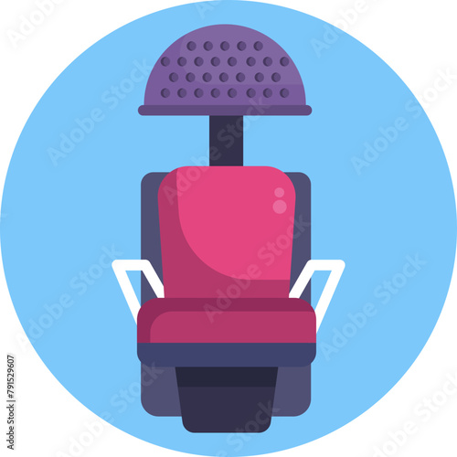 Classic chair icon, evoking a sense of tradition and quality service, ideal for hair salons with a timeless appeal and a focus on personalized attention.