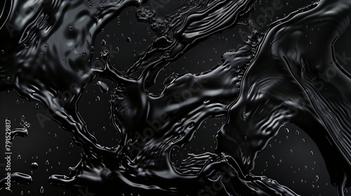 macro liquid art with glossy reflections and intricate details in monochrome tones