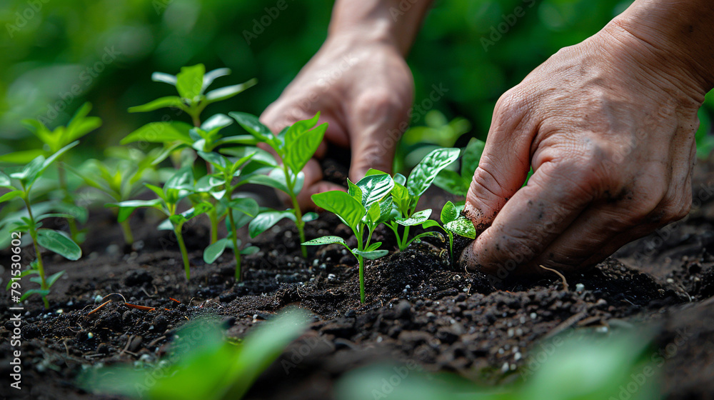 Planting seeds in the soil Planting seeds in the soil
