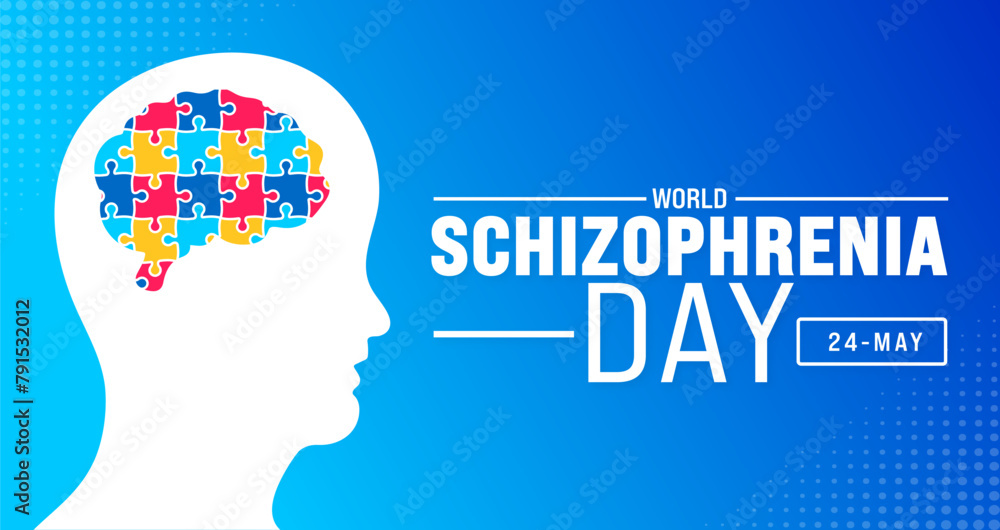 May is World Schizophrenia Day background template. Holiday concept. use to background, banner, placard, card, and poster design template with text inscription and standard color. vector illustration.